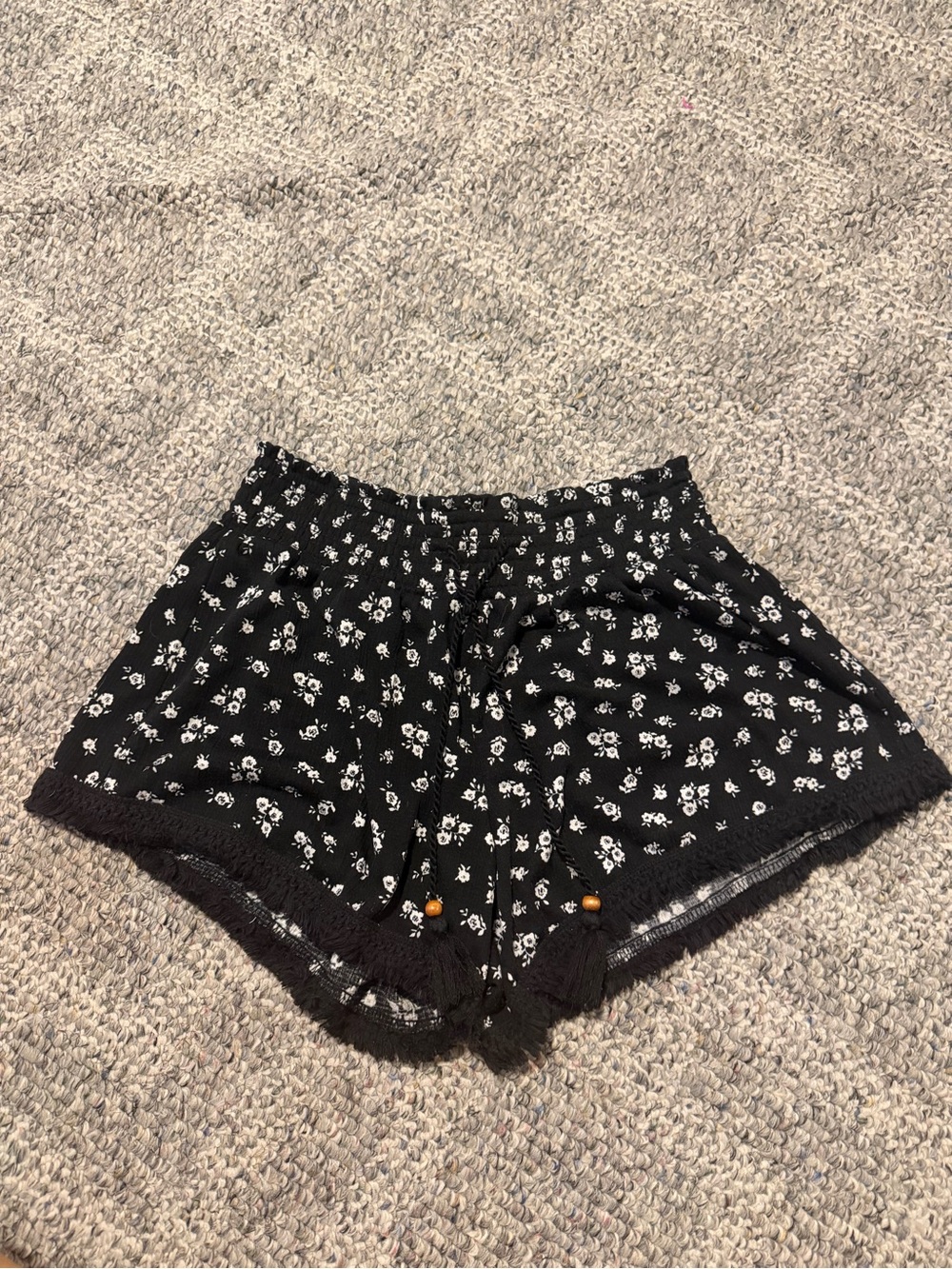 No Boundaries Black Floral Lace-Trim High Waist Shorts
